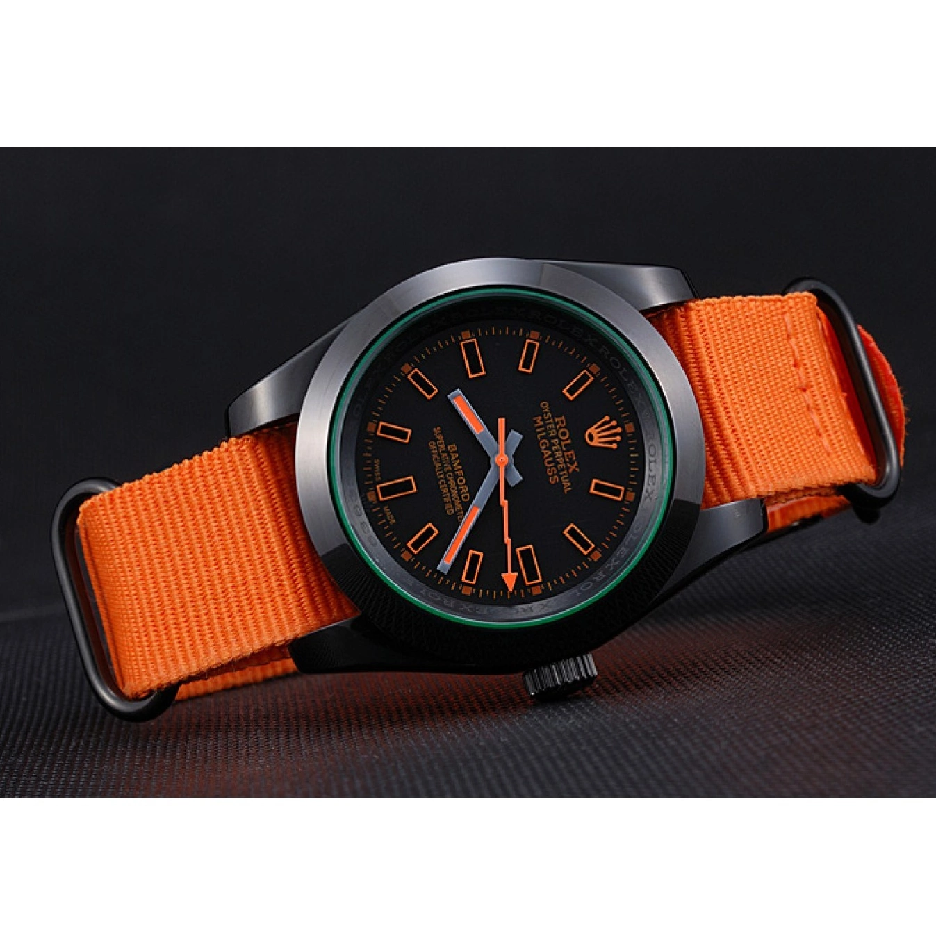 Aaa replica watch Nylon Strap Orange Milgauss Bamford Rolex 622003 0717